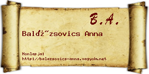 Balázsovics Anna névjegykártya