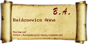 Balázsovics Anna névjegykártya