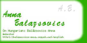 anna balazsovics business card