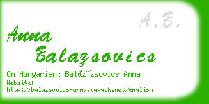 anna balazsovics business card